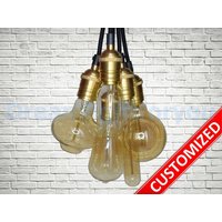 Multi Pendelleuchte Cluster 3-12 Deckenpendel Leuchte Industrie Textilkabel Beleuchtung Rustikal Licht von Dreamlightforyou