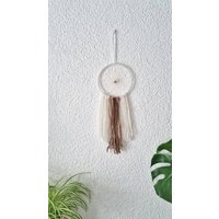 Boho Traumfänger Weiß Braun, Wanddekoration von DreamlikeD