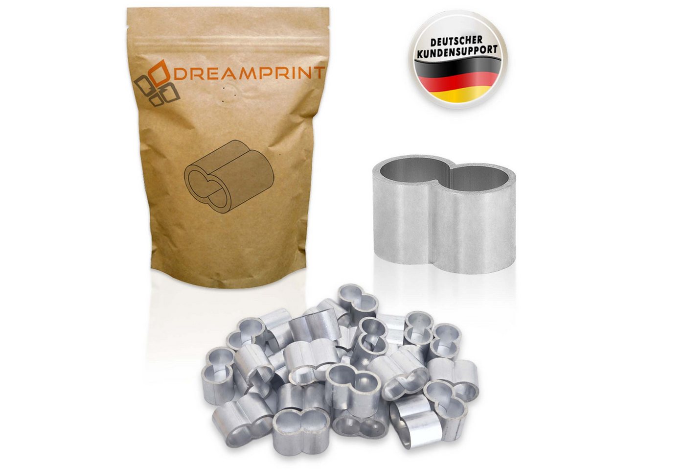 Dreamprint 40x Seilklemmen Set 4mm Pressklemmen, Würgeklemmen, Tauwerkklemme Seil Dreamprint 40x Seilklemmen Set 4mm Pressklemmen, Würgeklemmen, Tauwerkklemme Seil von Dreamprint