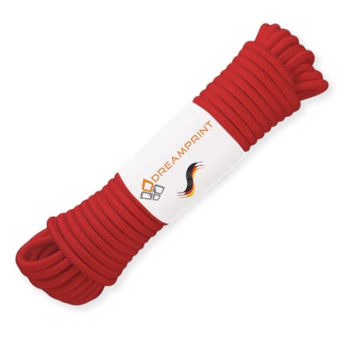 Dreamprint Expanderseil 10m Rot 6mm Ø - Gummiseil, Planenseil, elastisches Seil für Innen & Außen - Wetterfest & Reißfest - Ideal für Ladungssicherung, Planenbefestigung, Camping & Outdoor von Dreamprint