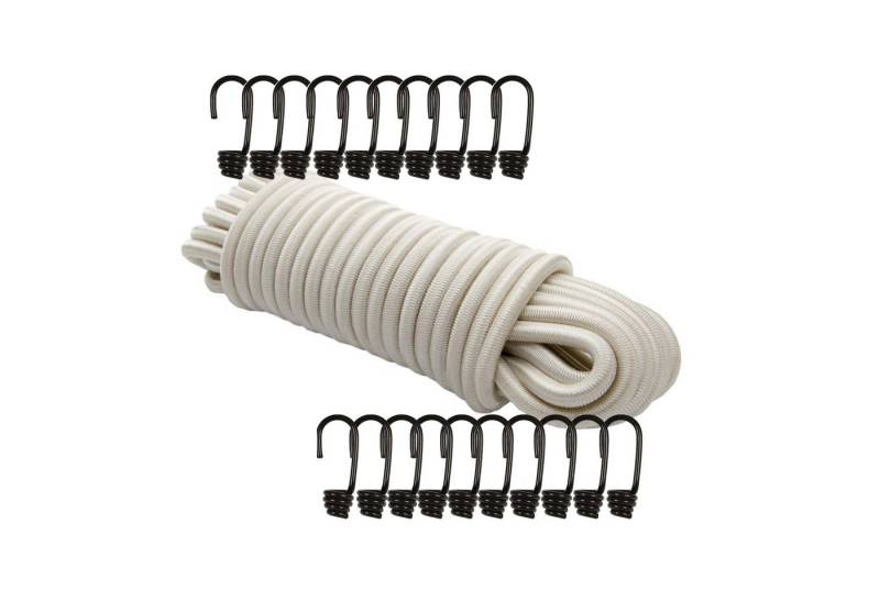 Dreamprint Expanderseil 10 m Weiß 10 mm Gummiseil Spannseil mit 20 Spiralhaken Seil von Dreamprint