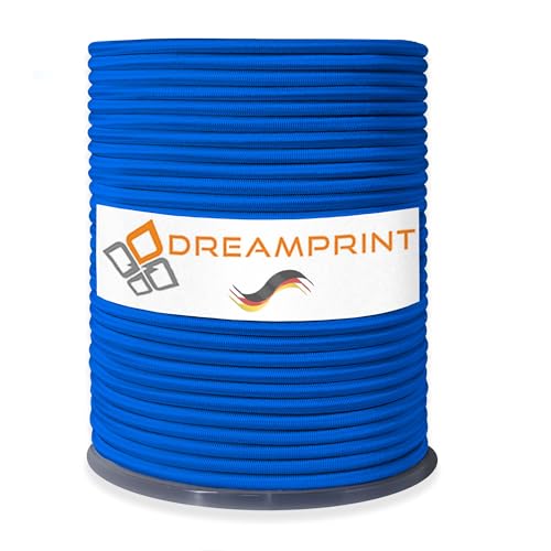 Dreamprint Expanderseil 100m Blau 4mm Ø - Gummiseil, Planenseil, elastisches Seil für Innen & Außen - Wetterfest & Reißfest - Ideal für Ladungssicherung, Planenbefestigung, Camping & Outdoor von Dreamprint