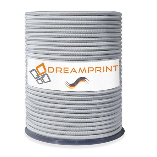 Dreamprint Expanderseil 100m Grau 6mm Ø - Gummiseil, Planenseil, elastisches Seil für Innen & Außen - Wetterfest & Reißfest - Ideal für Ladungssicherung, Planenbefestigung, Camping & Outdoor von Dreamprint