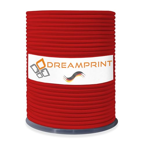 Dreamprint Expanderseil 100 m Rot 6 mm Gummiseil Gummischnur Spannseil Planenseil Spanngummi Gummileine Seil Schnur Band elastisch für Anhängerplane Planenbefestigung von Dreamprint