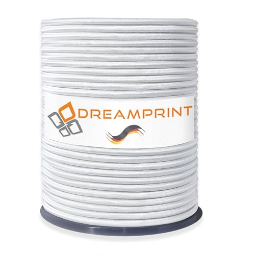 Dreamprint Expanderseil 100m Weiß 10mm Ø - Gummiseil, Planenseil, elastisches Seil für Innen & Außen - Wetterfest & Reißfest - Ideal für Ladungssicherung, Planenbefestigung, Camping & Outdoor von Dreamprint