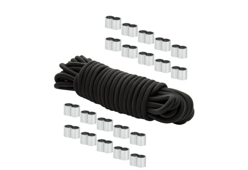 Dreamprint Expanderseil 20 m Schwarz 6 mm Gummiseil mit 20x Würgeklemmen Seil von Dreamprint