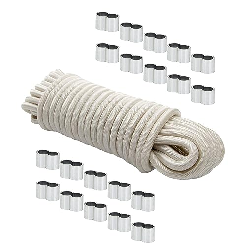 Dreamprint Expanderseil 20 m Weiß 6 mm Gummiseil Gummischnur Spannseil Planenseil Gummileine elastisches Seil mit 20x Würgeklemmen von Dreamprint