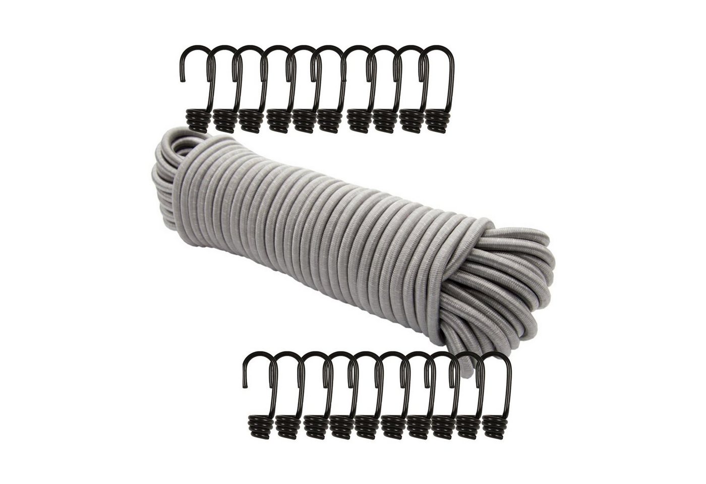 Dreamprint Expanderseil 6mm Grau 30m Gummiseil Spannseil mit 20x Spiralhaken Seil Dreamprint Expanderseil 6mm Grau 30m Gummiseil Spannseil mit 20x Spiralhaken Seil von Dreamprint