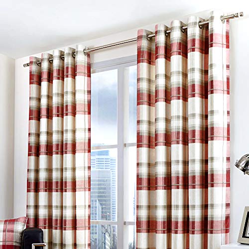 Fusion - Balmoral Karodecke, Textil, rubinrot, Curtains: 90" Width x 72" Drop (228 x 183cm) von Fusion