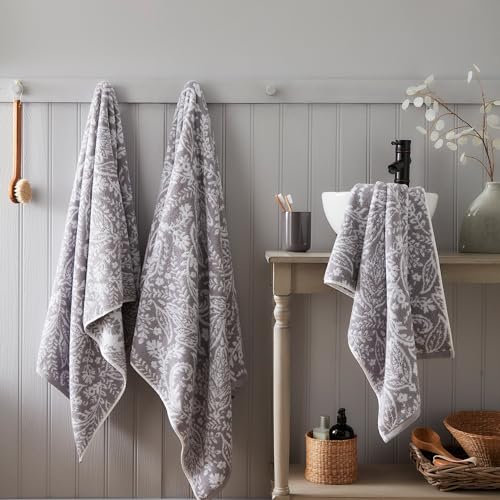 Dreams & Drapes Aveline Handtuch für Badezimmer, 100% Baumwolle, 50 x 90 cm, Grau von Dreams & Drapes