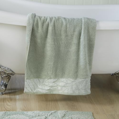 Dreams & Drapes Bathroom Lacie Handtuch, 100% Baumwolle, 50 x 90 cm, Stahl/Salbei von Dreams & Drapes