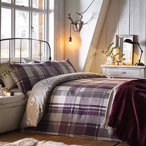 Dreams & Drapes Colville Check-100% gebürstetes Bettbezug-Set, 100% Baumwolle, Pflaume, King-Size-Bett Dreams & Drapes Colville Check-100% gebürstetes Bettbezug-Set, 100% Baumwolle, Pflaume, King-Size-Bett von DREAMS AND DRAPES