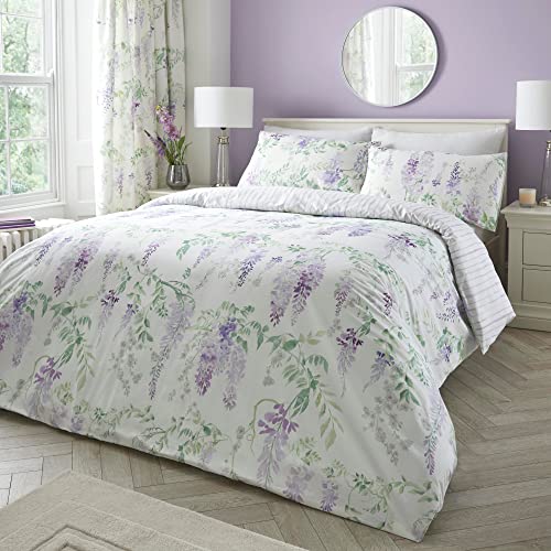 Dreams & Drapes Design – Glyzinie – Wende-Bettbezug-Set – Einzelbett in lila von Dreams & Drapes