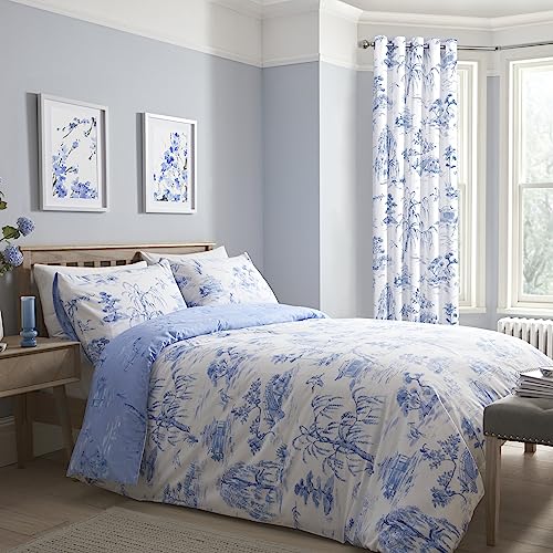 Dreams & Drapes Design – Orientalischer Garten – pflegeleichtes Bettbezug-Set – Kingsize-Bett-Größe in Blau von Dreams & Drapes