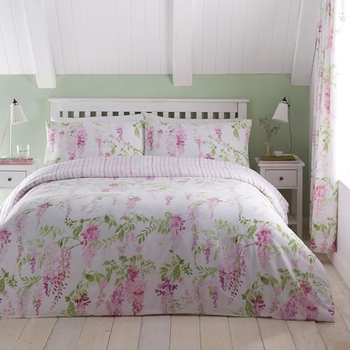 Dreams & Drapes Design – Wisteria – pflegeleichtes Bettbezug-Set – Doppelbettgröße in Rosa von Dreams & Drapes