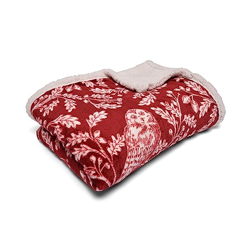 Dreams & Drapes Lodge – Woodland Owls – Fleece-Tagesdecke – 150 cm x 200 cm, Rot von Dreams & Drapes