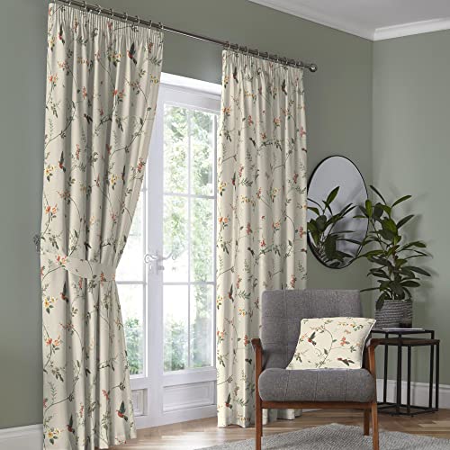 Dreams & Drapes Vorhänge – Darnley – 100% Baumwolle mit Bleistiftfalten, 117 x 137 cm, Korallenrot/Naturfarben, Mehrfarbig von Dreams & Drapes