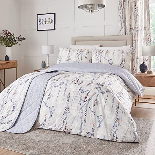 Dreams & Drapes and Drapes Design – Wild Stems – Bettbezug-Set – Super-King-Size-Bett Größe in Blau von Dreams & Drapes