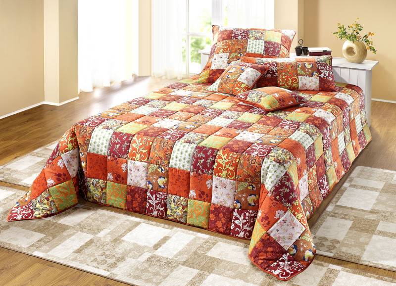 Tagesdecken und Kissenbezüge in Patchwork-Optik aus Baumwolle, Größe 920 (Kissenbezüge, 2er-Set, 40x 40 cm), Terra von Dreams