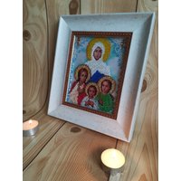Orthodoxe Ikone Faith Hope Love Und Ihre Mutter Sophia Perlenstickerei-Ikone, Religiöse Perlenarbeit von DreamsArtUA