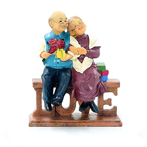 DreamsEden Liebende Ältere Paar-Figuren, Kunstharz-Statuen, Heimdekoration mit Geschenkkarte, bunt (Liebe) von DreamsEden