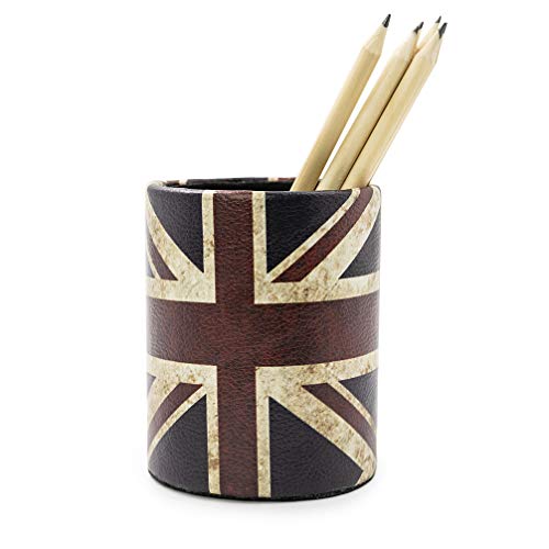 DreamsEden Stiftehalter im Vintage-Stil, Retro-Muster, Schreibtisch-Organizer für Zuhause, Büro, Schlafzimmer (Union Jack-Flagge, rund) von DreamsEden