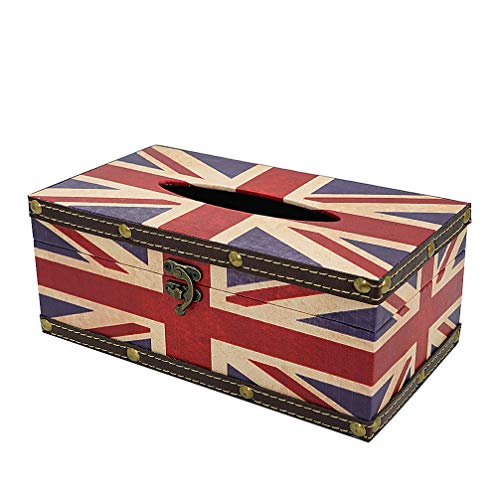 DreamsEden Taschentuchbox aus Holz, Vintage-Flaggen-Stil, klassische Serviettenbox für Zuhause, Büro, Raumdekoration (Union Jack-Flagge) von DreamsEden