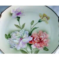 Nelken Blumen Handbemalte Antike Platte Bavaria Doppelgriff Große 11-Zoll-Platte Z S & Co Royal Munich Curio Vitrine von DreamsFromYesterday