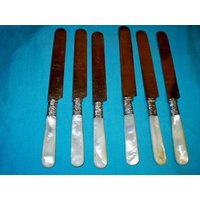 Perlmutt-sterling-Silber-Menü-Messer Landers Frary Und Clark-Besteck-Set Von 6 von DreamsFromYesterday