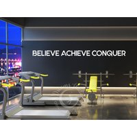 Gym Wall Sticker "Believe Achieve Conquer" Motivations-Spruch von DreamsStudioDecals