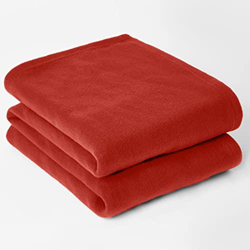 DREAMSCENE Fleecedecke - Wohndecke Warm und Weich für den Winter, Sofadecke in Kleinformat, als Decke für die Couch oder als Überwurf, auch als Kinder- und Kuscheldecke geeignet, 200 x 240cm - Rot von DREAMSCENE