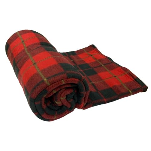 DREAMSCENE Fleece Decke für Couch, Sofa, Bett, Büffelkaro-Dekor, Rot-Schwarz Karierte Decke, kuschelig, flauschig, weich, leicht, 120x150 cm, warme Fleecedecke für alle Jahreszeiten von DREAMSCENE