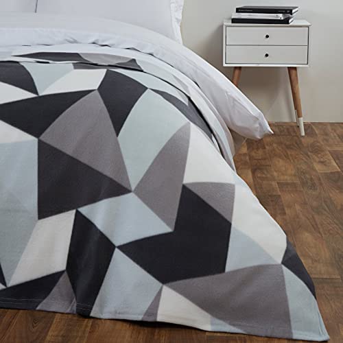 DREAMSCENE Fleecedecke mit geometrischen Formen, Grau/Anthrazit/Schwarz, 120 x 150 cm von DREAMSCENE