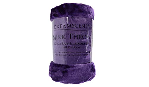DREAMSCENE Kunstfell groß Mink Fleece Überwurf Sofa Bett Weich warme Decke Traube, Grape Purple, king-200 X 240 m von DREAMSCENE