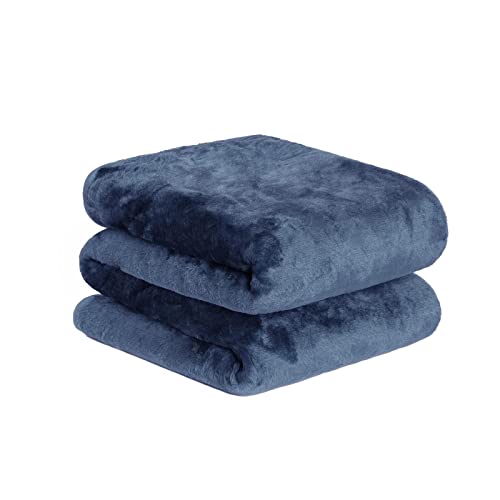 DREAMSCENE Luxuriöser Überwurf aus Kunstnerz, Fleece, Überwurf, für Sofa, Bett, weich, warm, große Decke für King-Size-Bett – Marineblau, 200 x 240 cm von DREAMSCENE