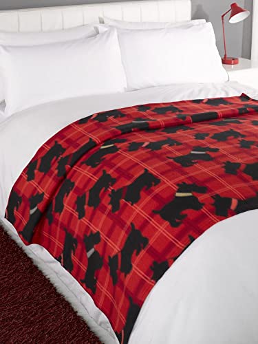 DREAMSCENE Scotty Dog �berwurf Decke, Animal Print Tagesdecke, rot/schwarz von DREAMSCENE