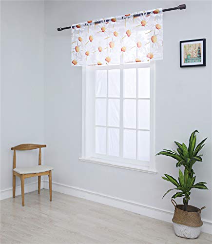 Dreamskull Gardine Gardinen Kurzstores Scheibengardine Schiebegardine Bistrogardine Blumen Transparent Klein Kurz Küche Wohnzimmer Kinderzimmer Landhaus Kleiner Prinz 36cm Hoch Länge 150cm (Orange) von Dreamskull