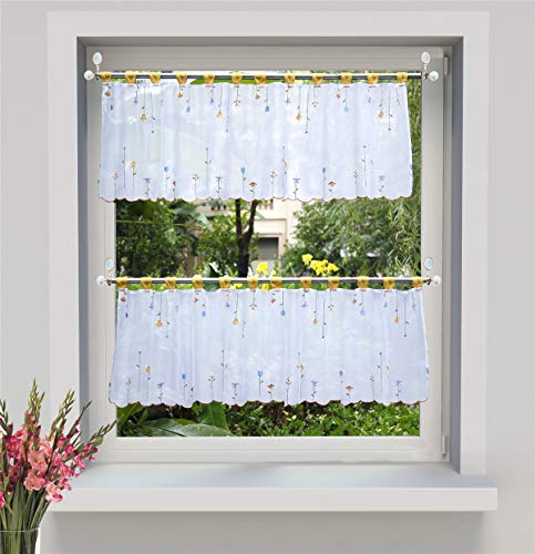 Dreamskull Scheibengardine Voile Bistrogardine Landhaus Küche Kurz Modern Kurzstores Gardinen Kurzgardine Küchengardine Transparent 45 cm Hoch Weiß mit Schlaufen Stickerei Kleinfenster HxB 45x140cm Dreamskull Scheibengardine Voile Bistrogardine Landhaus Küche Kurz Modern Kurzstores Gardinen Kurzgardine Küchengardine Transparent 45 cm Hoch Weiß mit Schlaufen Stickerei Kleinfenster HxB 45x140cm von Dreamskull