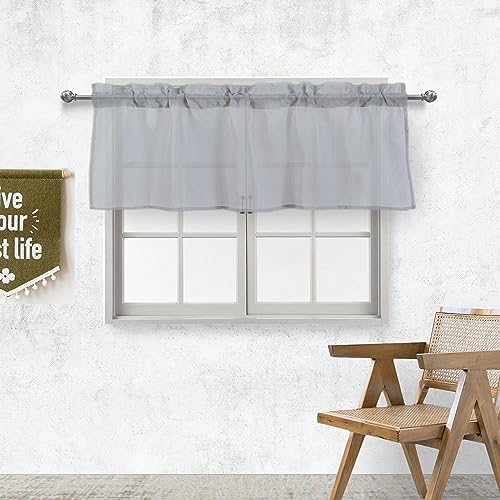 Dreamskull Scheibengardinen Bistrogardine Küche Kurz Fenster Modern Landhausstil Voile Bistro Transparent Kurzstores Gardinen Kurzgardinen Kurzvorhang Kleinfenster mit Tunnelzug Wohnzimmer 150cm Breit von Dreamskull