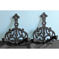 Momsday Sale 25 % Rabatt Auf Antike Zwei Mehrzweck-Doppelkerzenleuchter Oder Kerzenhalter Entfernen Und Zwei Große Untersetzer Mit Griff Haben von DreamsofYesterday