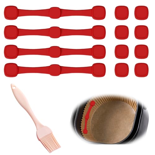 Air Fryer Magnet Silikon Schnalle Set, für Pergamentpapier, Zubehör für Heißluftfritteuse, Verhindern Einweg Papier Liner von der Abdeckung von Lebensmitteln und Berühren des Heizelements zu brennen von Dreamsolearoy