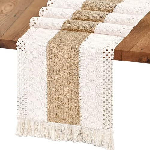 Boho Tischdecke Baumwolle-Leinen 30x140 cm - Leichte Pflege, Ethno-Muster für Küchentisch & Esstisch - Dekorative Tischläufer für Paare/Familien von Dreamsolearoy