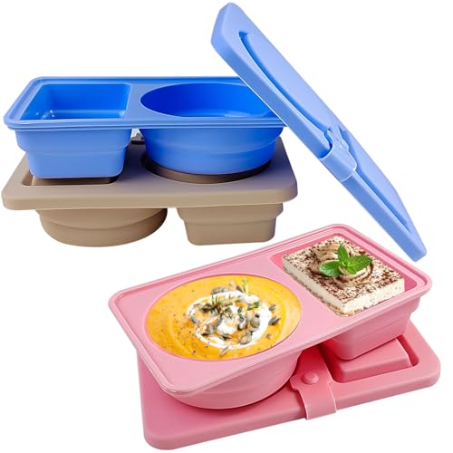 Dreamsolearoy Leak-Proof Silikon Snack Container 3 Stück Gewürzbehälter mit 2 Fächern Wiederverwendbar Mini Food Behälter mit Deckel Salatdressing für Schulessen Picknicks und Campingausflüge Dreamsolearoy Leak-Proof Silikon Snack Container 3 Stück Gewürzbehälter mit 2 Fächern Wiederverwendbar Mini Food Behälter mit Deckel Salatdressing für Schulessen Picknicks und Campingausflüge von Dreamsolearoy