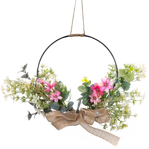 Künstlicher Orchideen Türkranz 41cm Ganzjährig Draußen， Wetterfester Blumenkranz für Haustür， Hochzeit & Wohnzimmer Deko， Pflegeleichte Kunstblumen von Dreamsolearoy