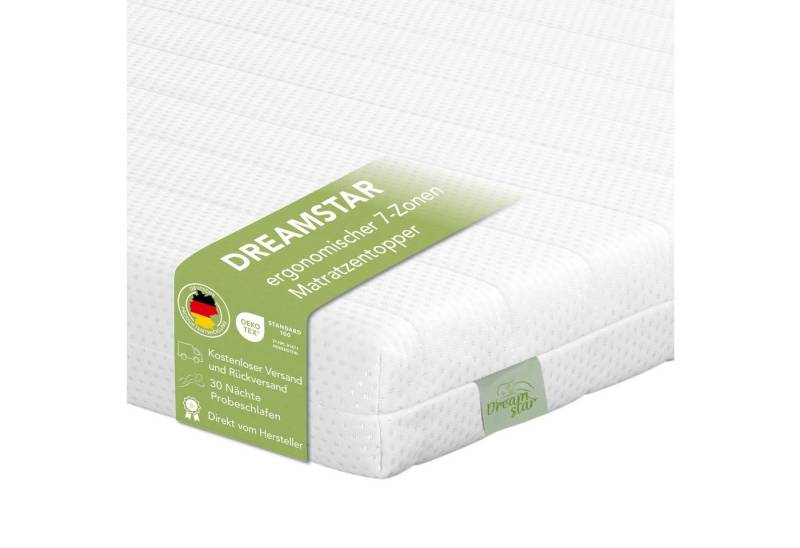 Dreamstar, Topper Easy Flex, ergonomischer 7-Zonen Matratzentopper zum Wenden, 10 cm hoch, Duo Härtegrad H3 und H4, verschiedene Größen, Komforthöhe 10 cm von Dreamstar