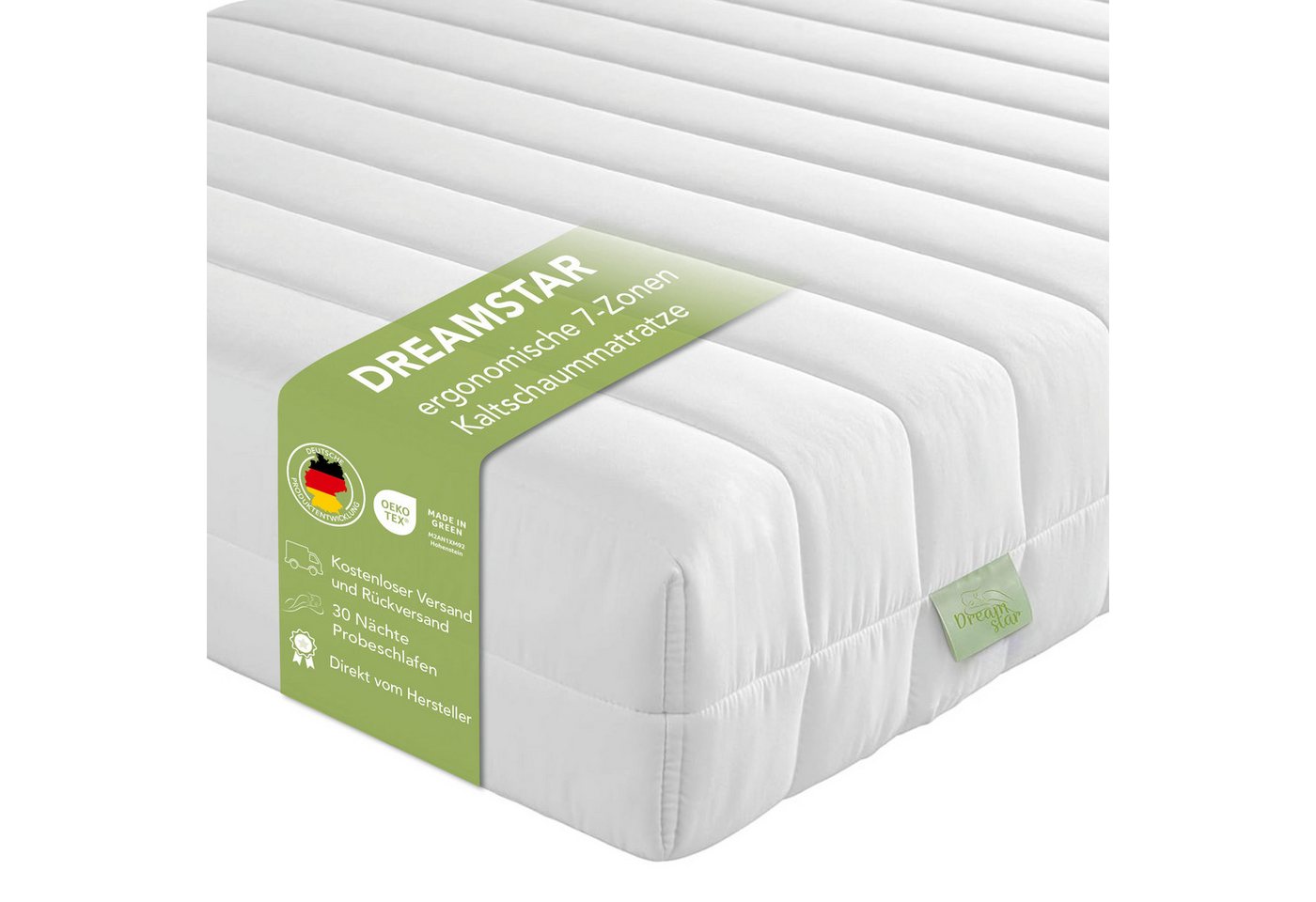 Kaltschaummatratze Easy Flex, Wendematratze mit zwei unterschiedlich festen Liegeseiten, Dreamstar, 90x200 cm, 140x200 cm und weitere Größen von Dreamstar