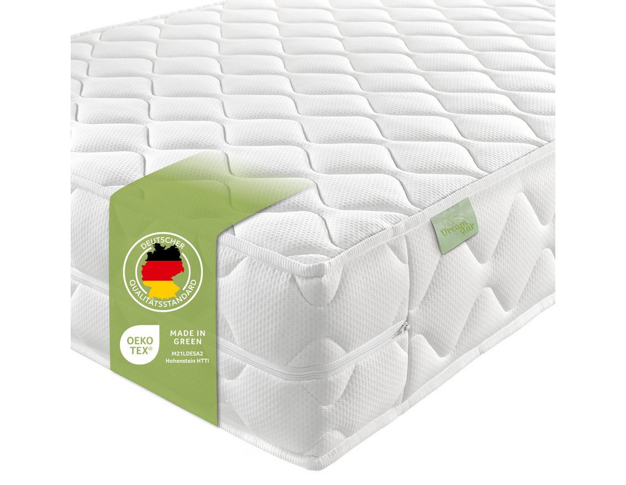 Kaltschaummatratze Ergo Flex, zwei unterschiedlich feste Liegeseiten (H2/H3 oder H3/H4), Dreamstar, 22 cm hoch, ergonomische 7-Zonen Wendematratze von Dreamstar