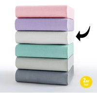 Mikrofaser Interlock Spannbetttuch - ca. 140 - 160 x 200 cm, Offwhite, 2er-Set von Dreamtex