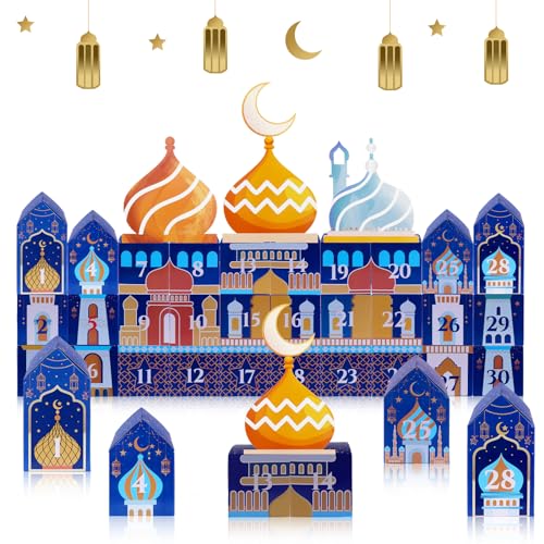 Dreamtop 30 Ramadan Kalender zum Basteln und Befüllen Kinder DIY Ramadan Geschenkboxen kinder Eid Mubarak Falt Schachteln zum Dekorieren Geschenkschachteln zum Basteln Eid Mubarak Wiederverwendbar von Dreamtop