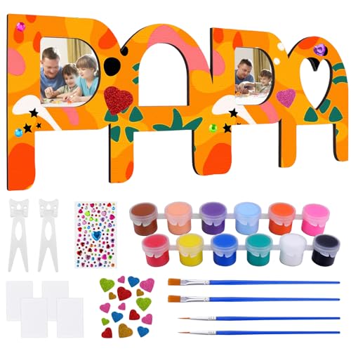 Dreamtop PAPA Bilderrahmen Geschenk Holzbuchstaben Vater Bastelset Holz Personalisierte Foto mit Farben and Pinsel Vatertagsgeschenke Geburtstag Weihnachten Geschenk für PAPA von kindern von Dreamtop